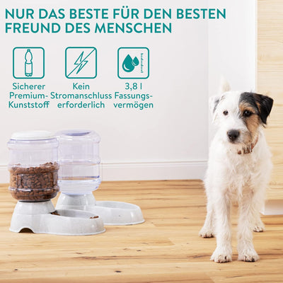 Navaris Futterspender und Wasserspender für Haustiere - Set zur Fütterung von Hund und Katze - Futte