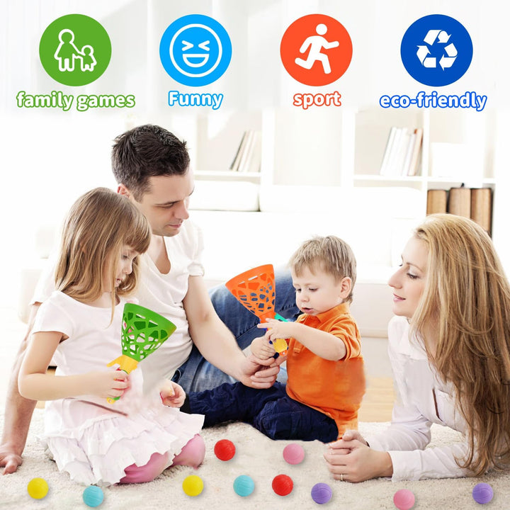 Outdoor Indoor Spielaktivitäten für Kinder mit 2 Catch Launcher-Körben und 10 Bällen, Rasen Campingp