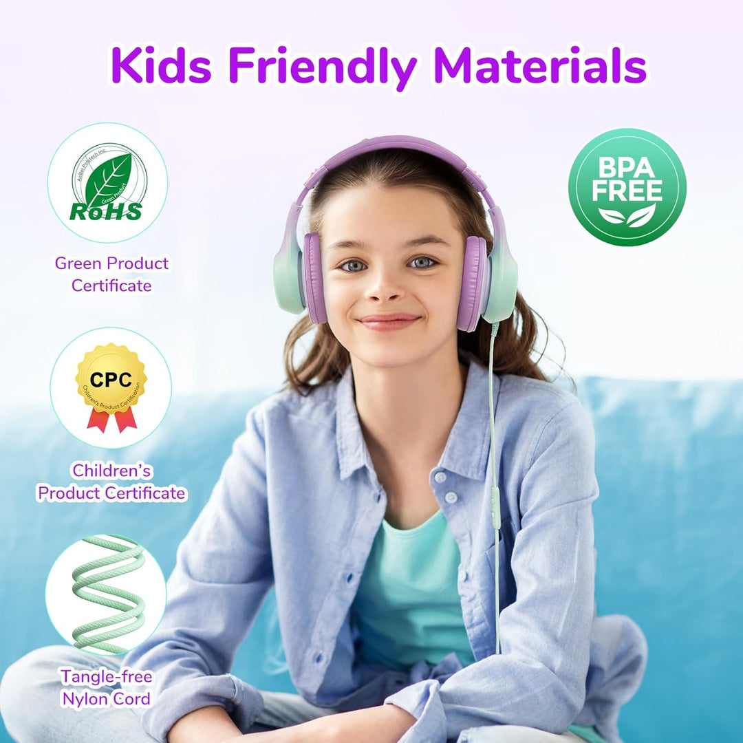 EarFun Kinder Kopfhörer, Over-Ear Kopfhörer für Kinder mit Kabel, 85/94dB Lautstärkenbegrenzer, Falt