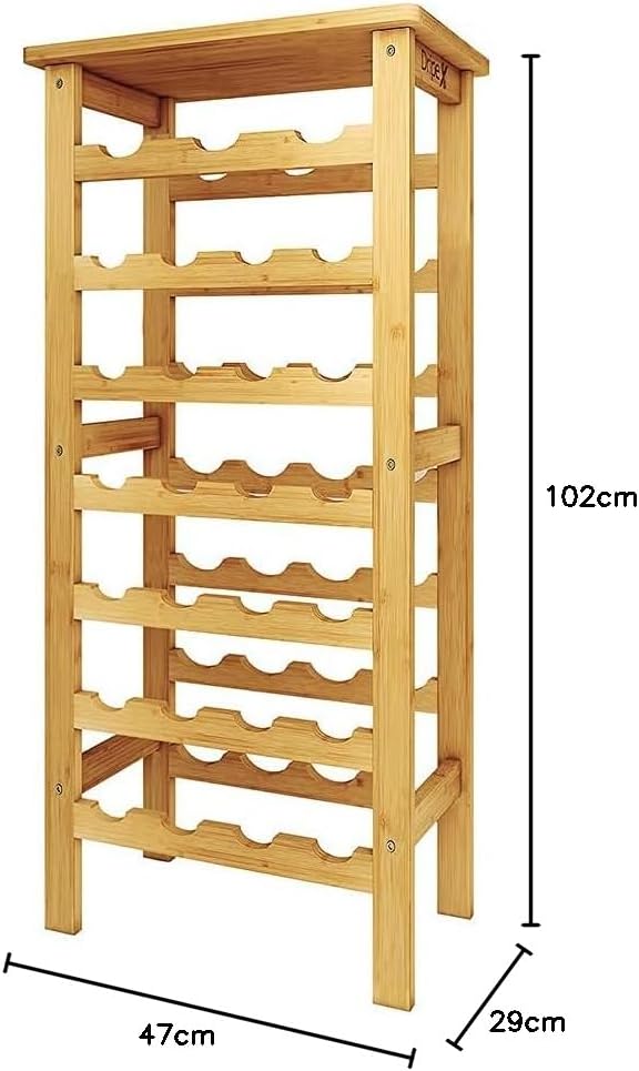 Dripex Weinregal Bambus Weinflaschenregal 7 Ebenen Flaschenregal für Keller Küche 27 Flaschen 0,75 u