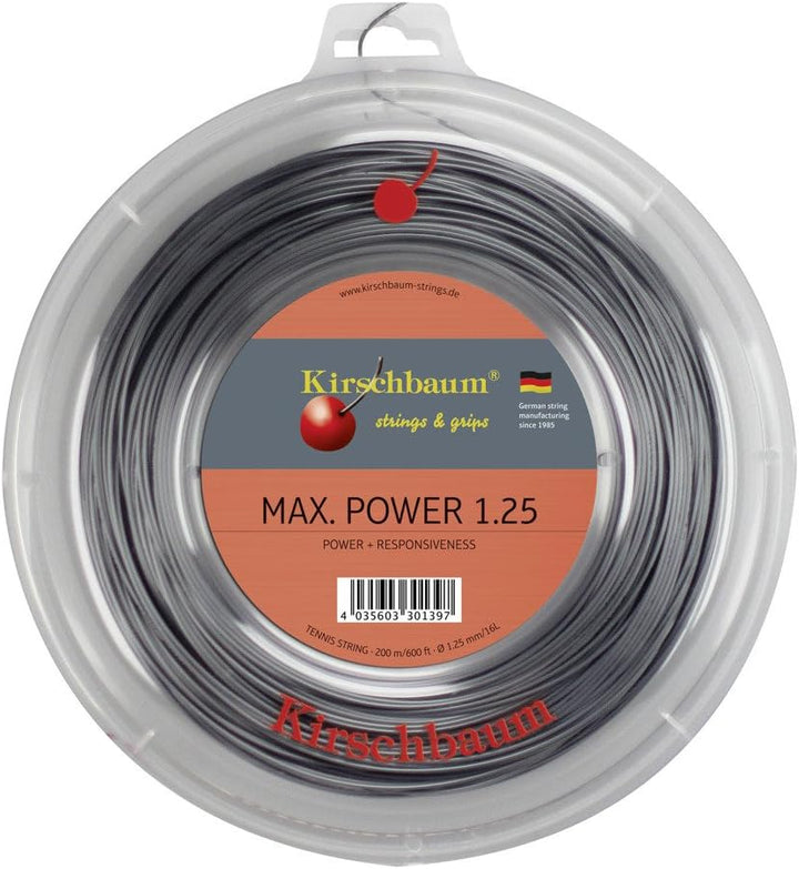 Kirschbaum Max Power String Reel-Black, 1.3 mm 200m Anthrazit, 200m Anthrazit