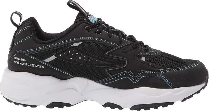 FILA Herren Trail Tracer Sneaker 42 EU Schwarz Weiss Metallic Silber, 42 EU Schwarz Weiss Metallic S