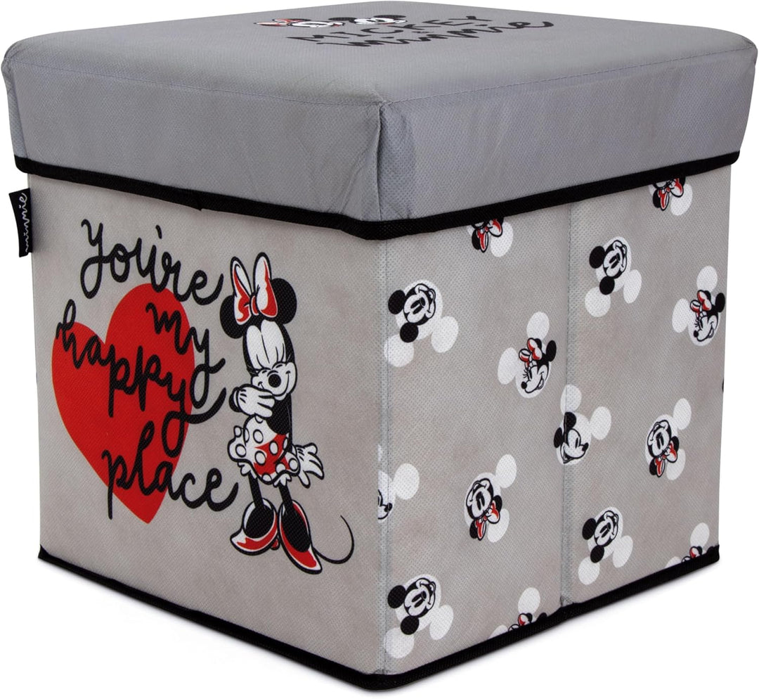 ARDITEX – Faltbare Aufbewahrungsbox für Kinder mit Mickey-und-Minnie-Motiv und gepolstertem Deckel a