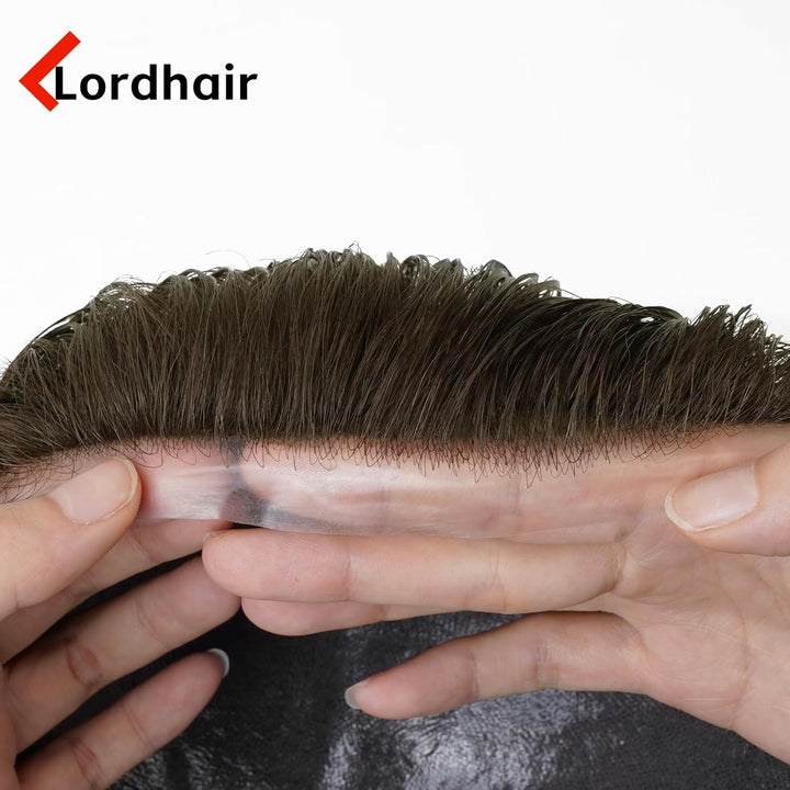 Lordhair Toupet Echthaar Männer,Perücke Männer,0,03 mm Dünne Leder Basis 20 * 25 CM Leichtes Haarers