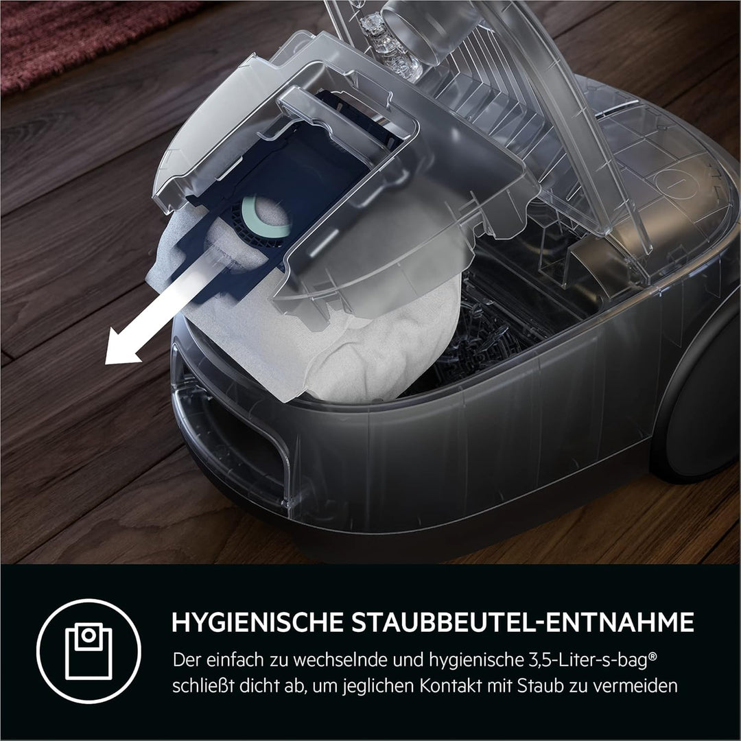 AEG CLEAN 6000 AB61C1OKO ÖKO Staubsauger / hohe Saugleistung / Zusatzdüsen / XL-Räder / Edelstahl-Te