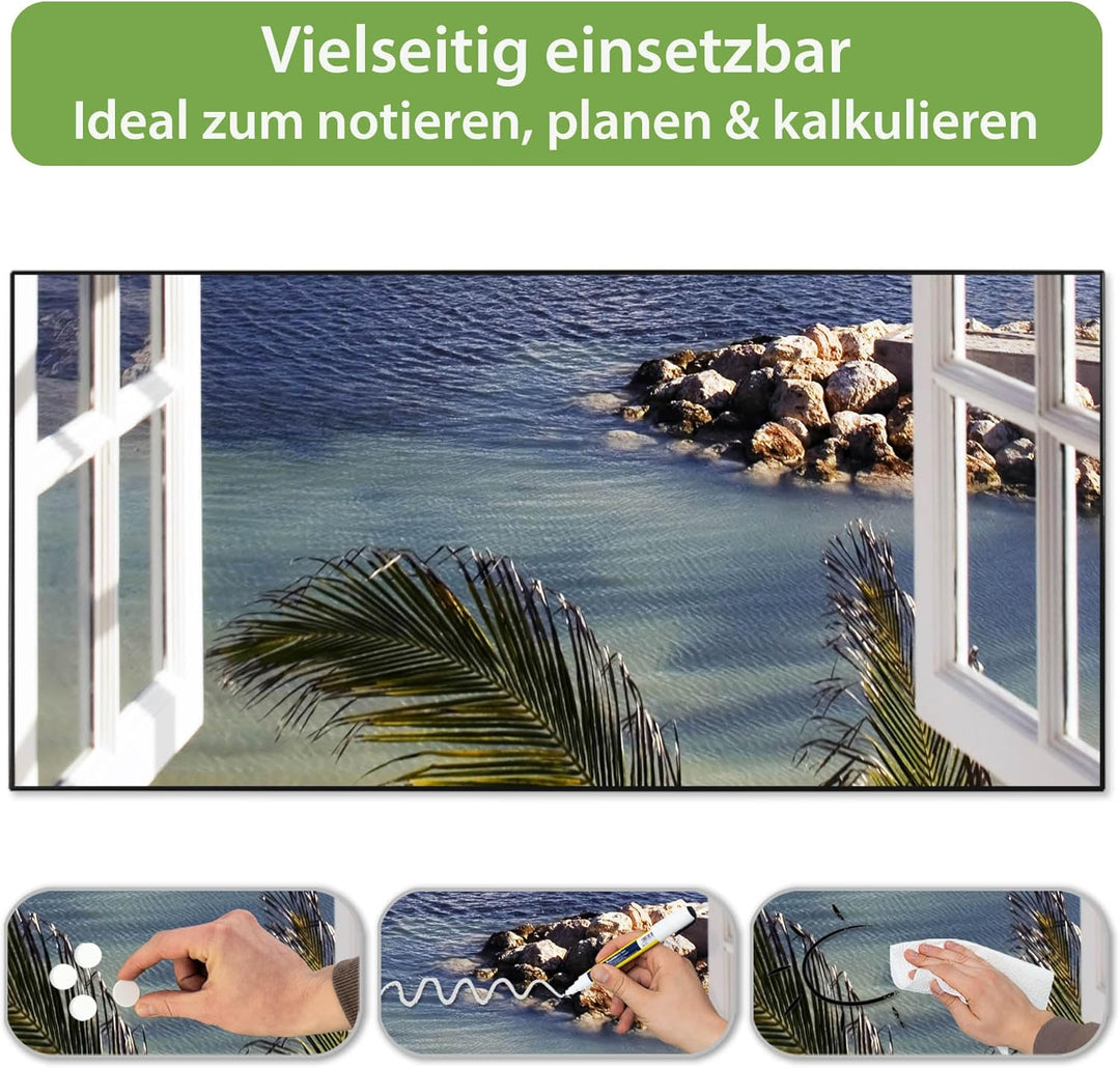 banjado Magnettafel schwarz 78 x 37cm / Magnetwand Metall/Magnetpinnwand als Memoboard/Pinnwand Magn