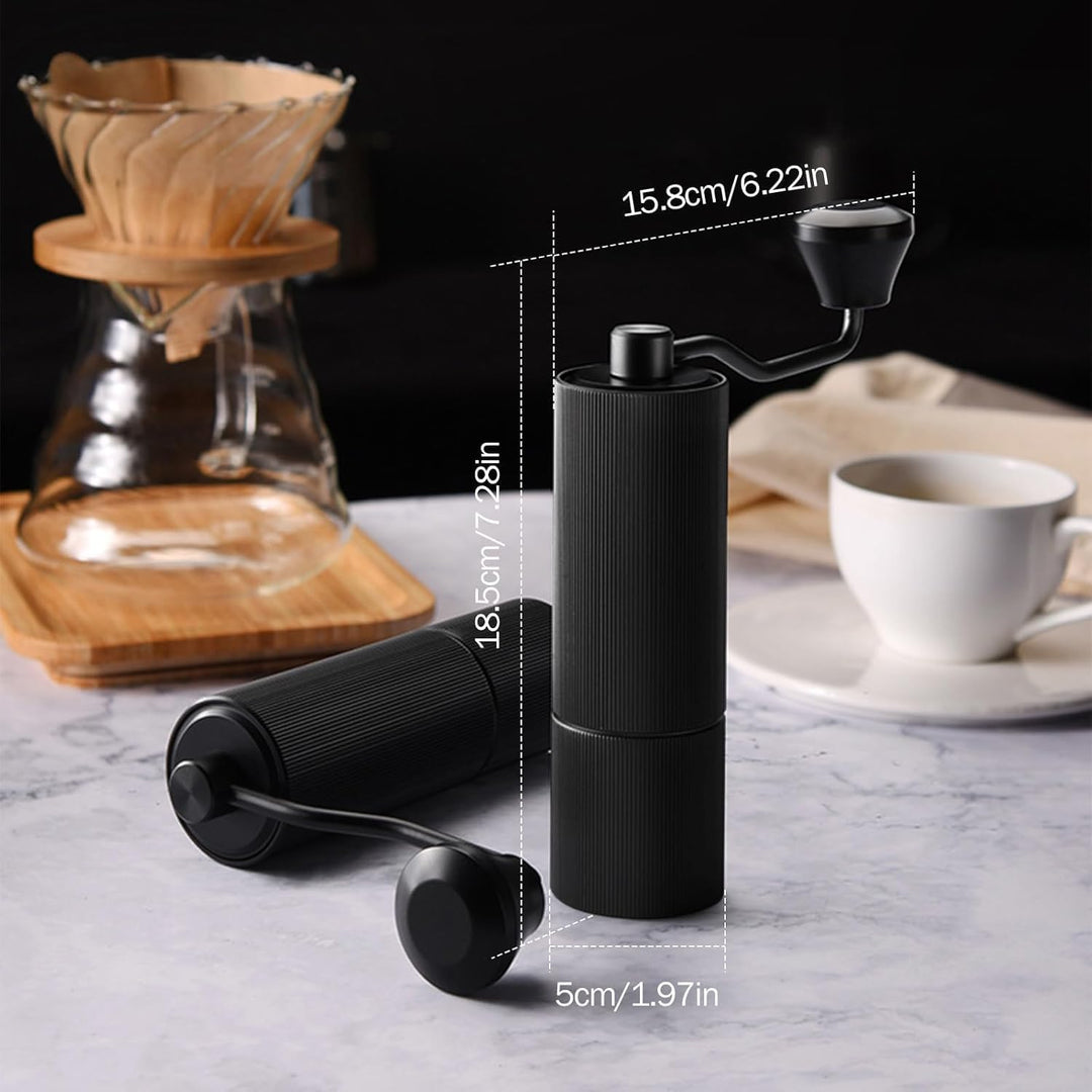 Manuelle Kaffeemühle, Handkaffeemühle mit konischem Edelstahlmahlwerk, Kaffeebohnenmühle aus Alumini
