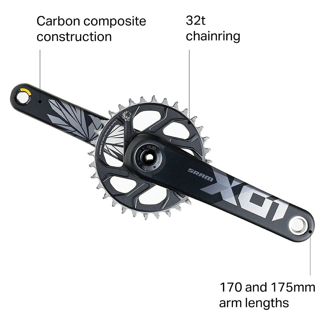 SRAM X01 Eagle Dub Crankset - Boost Schwarz 32z, Schwarz 32z