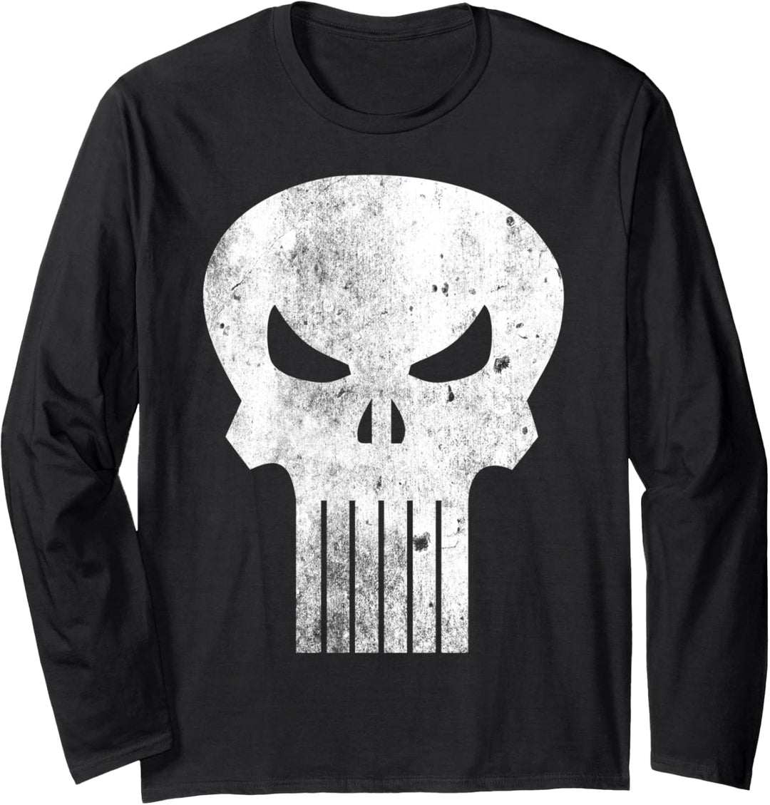 Marvel The Punisher Classic Retro Skull Logo Langarmshirt