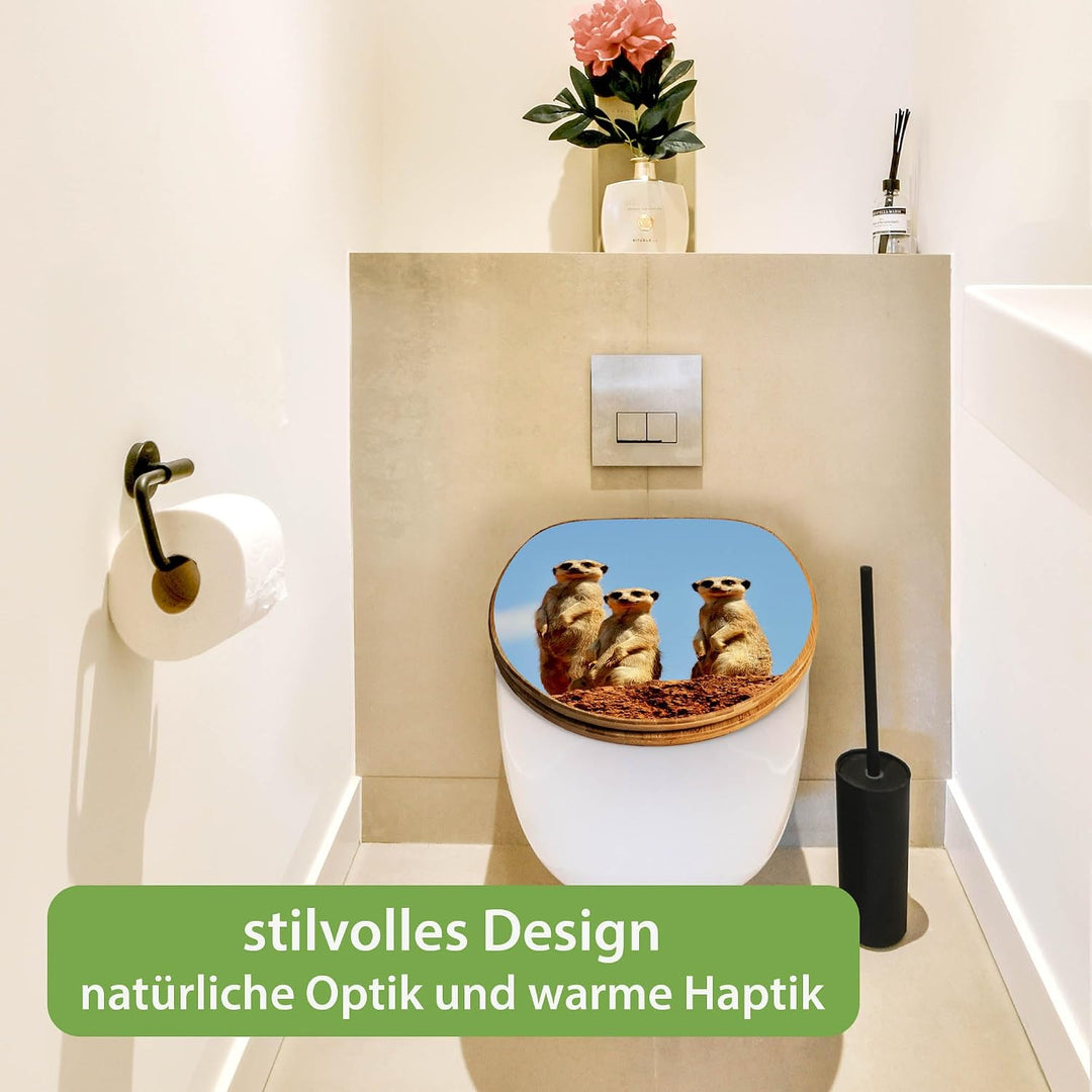 banjado Design WC Sitz Bambus Absenkautomatik 45,8x37,5cm - Toilettendeckel mit Absenkautomatik Holz