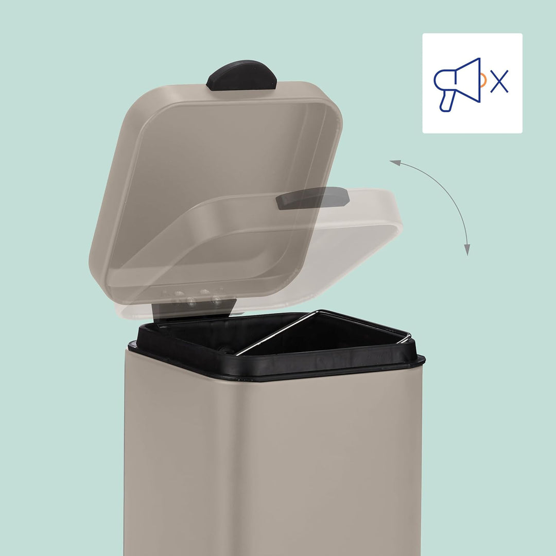 Relaxdays Kosmetikeimer Wandmontage, 3 l, Absenkautomatik, entnehmbarer Inneneimer, Bad Mülleimer, E