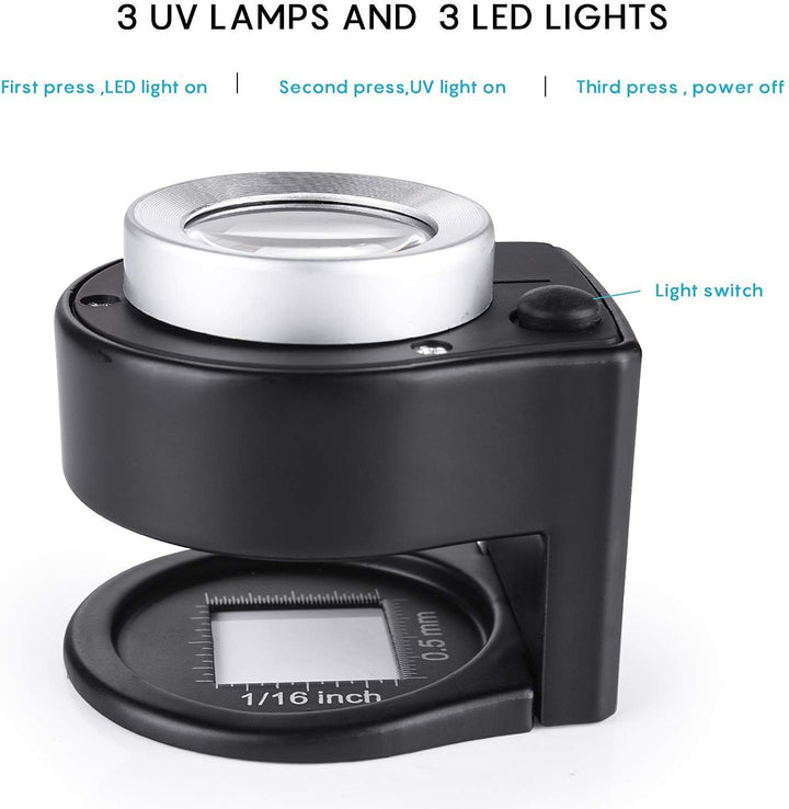 Lupe mit Licht Leselupe, Huttoly Lupe mit 12 Led Licht 30X Handlupe Beleuchtet zum Lesen,105mm gross