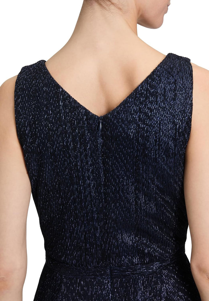 Vera Mont Damen Abendkleid mit Plissee 36 Blue/Black, 36 Blue/Black
