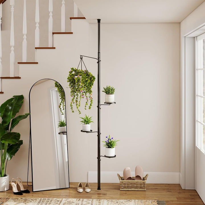 BAOYOUNI 4 Ebenen Teleskop Blumenregal, Pflanzenständer Indoor aus Kohlenstoffstahl, Höhenverstellba