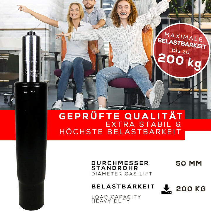 MYNEEED Bürostuhl Gasfeder - Gasdruckfeder Belastbar bis 200 kg - Gasdruckdämpfer für Drehstuhl, Che