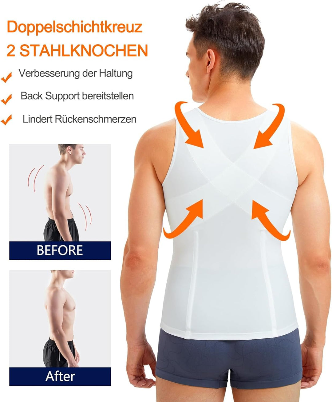 Gotoly Herren Unterhemden Shapewear Workout Tank Tops Figurformend Funktionsshirt Body Shaper Bauch