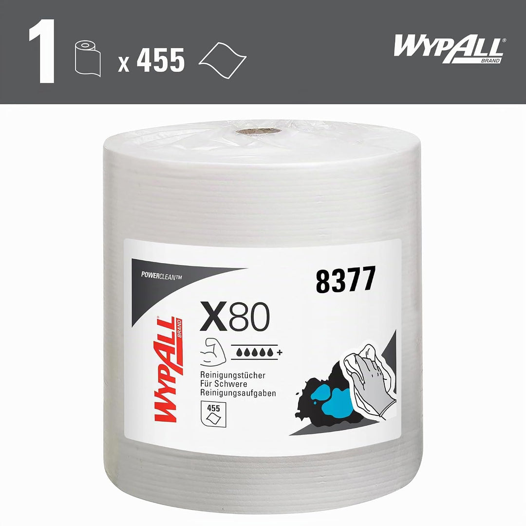 WypAll X80 Power Clean Tücher 8377 – Wiederverwendbare Reinigungstücher – 1 Grossrolle Wischtücher x