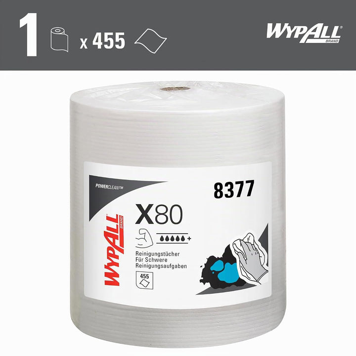 WypAll X80 Power Clean Tücher 8377 – Wiederverwendbare Reinigungstücher – 1 Grossrolle Wischtücher x
