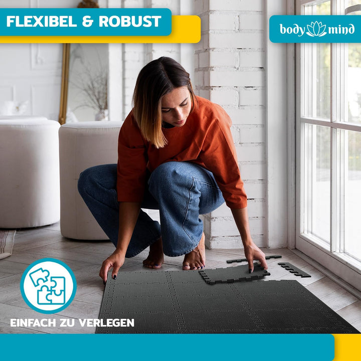 Boden-Schutzmatten XXL Set; Fitnessmatte Bodenschutz Puzzle-Matte; Unterlegmatte für Fitnessgeräte T