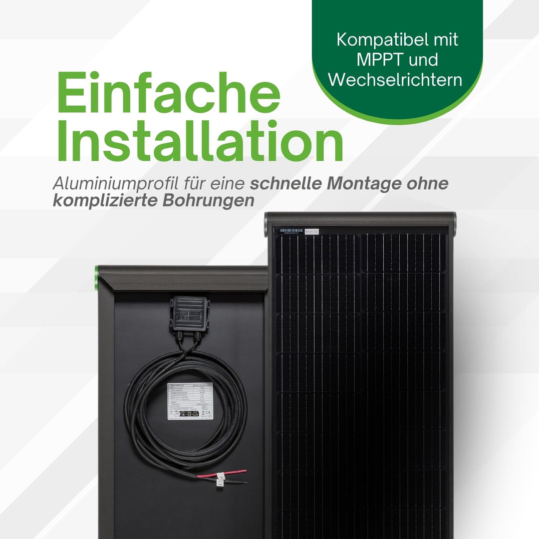 MOSCATELLI Camping Solaranlage Black Boost Komplettset 120W Monokristallin Solar Panel für Wohnmobil