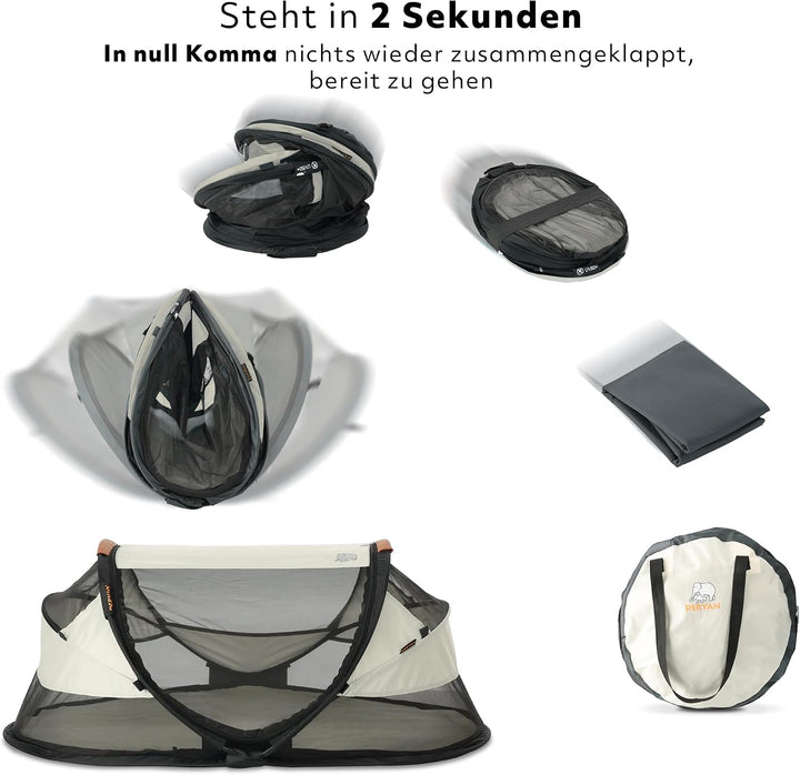 Deryan Baby & Kinder Reisebett mit Matratze - ab Geburt bis 2,5 Jahre, Pop Up Kleinkindbett Babyzelt