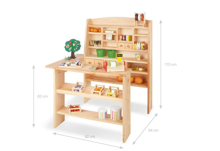 PINOLINO Kaufladen Emma, Spielküche aus Holz, ohne Kinderküchenzubehör, standfeste Kinderküche, Kind
