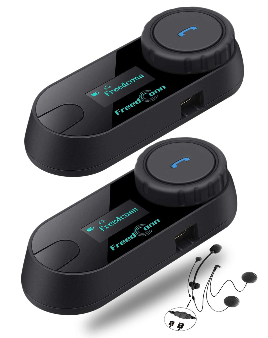 FreedConn T-COM SC 800M Intercom Motorrad Bluetooth 2er Set, Helm Kommunikationssystem für 2 Persone