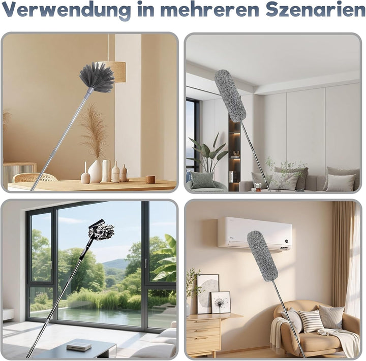 Teleskop-Staubwischerset – 6 M ausziehbarer Mikrofaser-Staubwischer für Decken, Spinnweben und Fenst