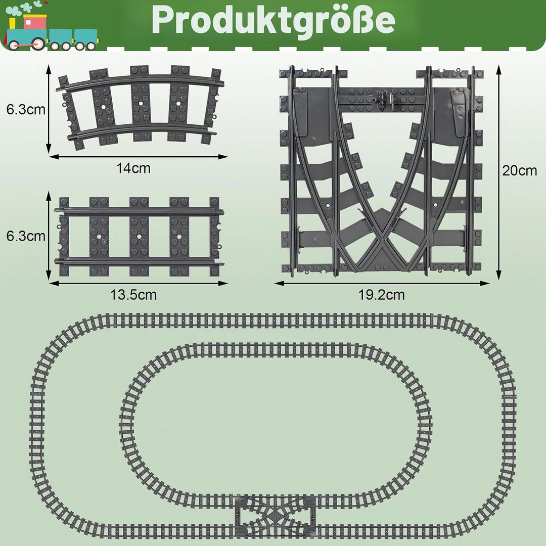 Bausteine Zug Schienen Set, 54 Stück City Zug Schienen Set, Bestehend aus Cross Track Gerade, Kurven