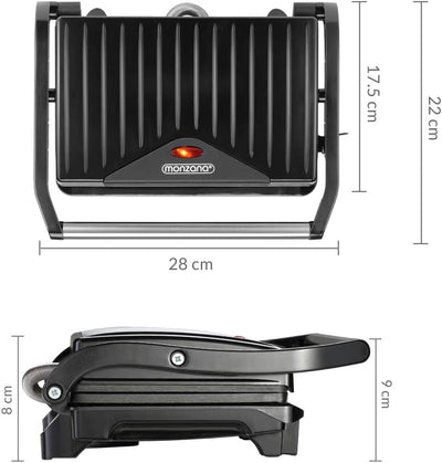 MONZANA® Kontaktgrill Antihaftbeschichtung Cool-Touch Sicherheitsverschluss Küche Tischgrill Sandwic