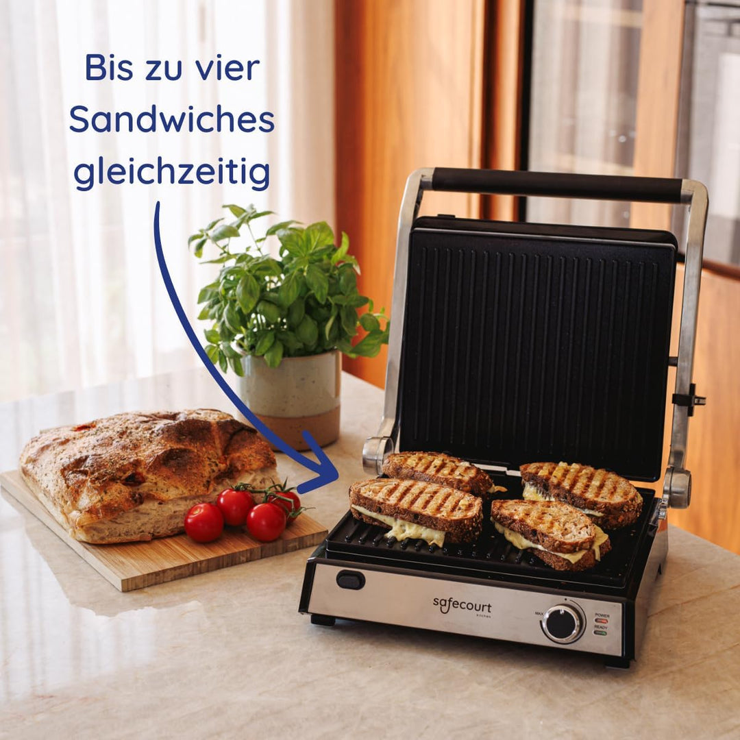 Safecourt Kitchen Sandwichgerät - Grillgerät - Wechselplatten ContactGrill - 3-in-1-180°C Grill