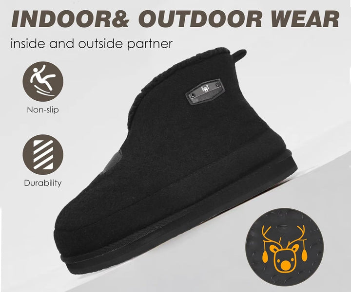 KuaiLu Hausschuhe Boots Herren Winter Filz Hausstiefel Warm Plüsch Flauschige Fell Hüttenschuhe Kusc