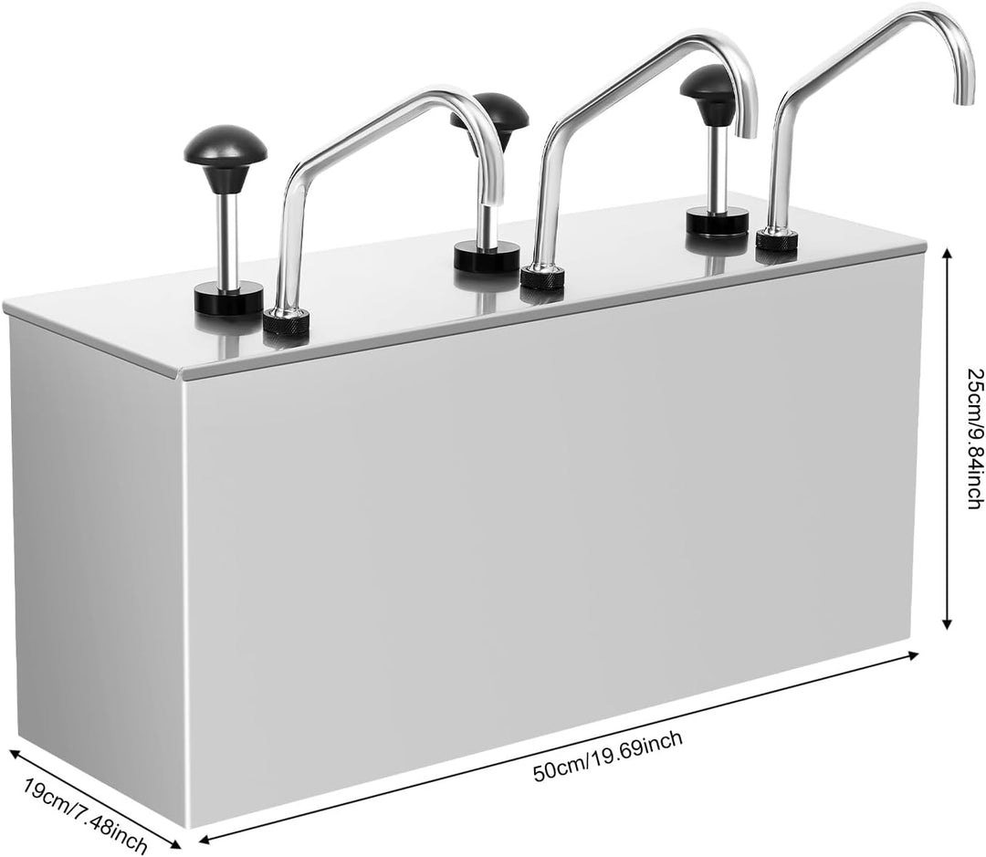 Sossenpumpenspender Dispenser 3×4L Saucenspender Edelstahl Sossenspender Pumpspender Senfspender Dos