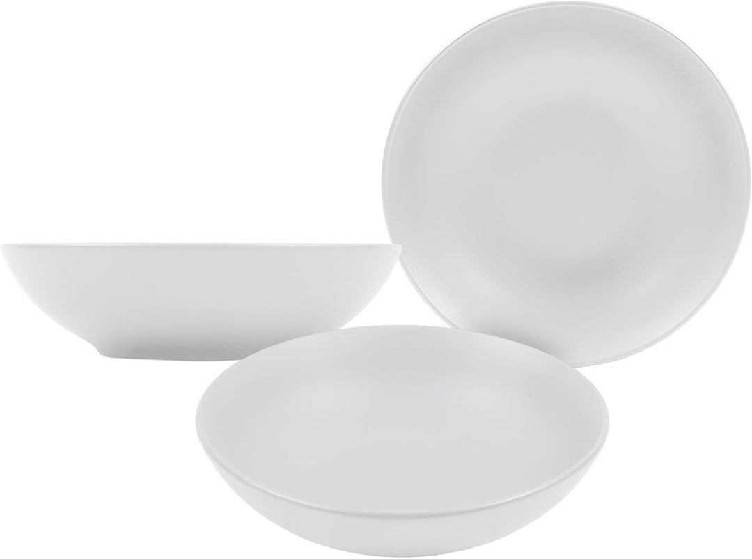 Feinkeramik Suppenteller weiss matt - 6er Set - Keramik Teller tief Ø 20 cm - Tellerset Keramiktelle