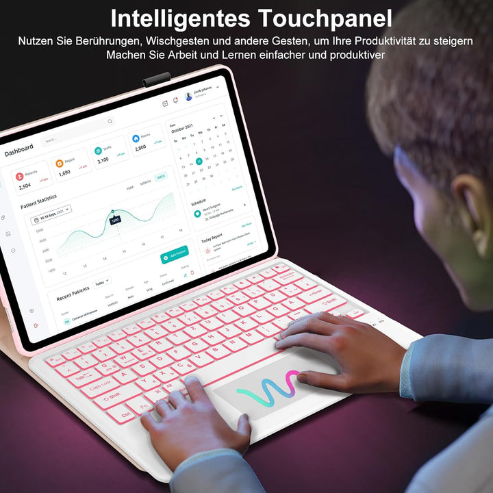 FOGARI Tastatur Hülle für Honor Magic Pad 2 Tablet 12,3 Zoll, Multi Touch Trackpad, 7 Farben Beleuch