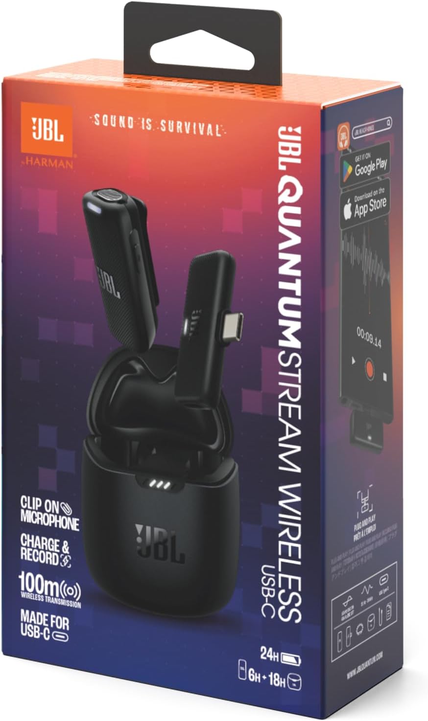 JBL Quantum Stream Wireless Mikrofon – Kabelloses Streaming-Mikrofon mit USB-C Anschluss für Android