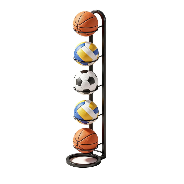 Ballständer, 5 Stufiger Ball Aufbewahrung,Abnehmbarer, aufstellbarer Ballständer, Basketballkorb, ge