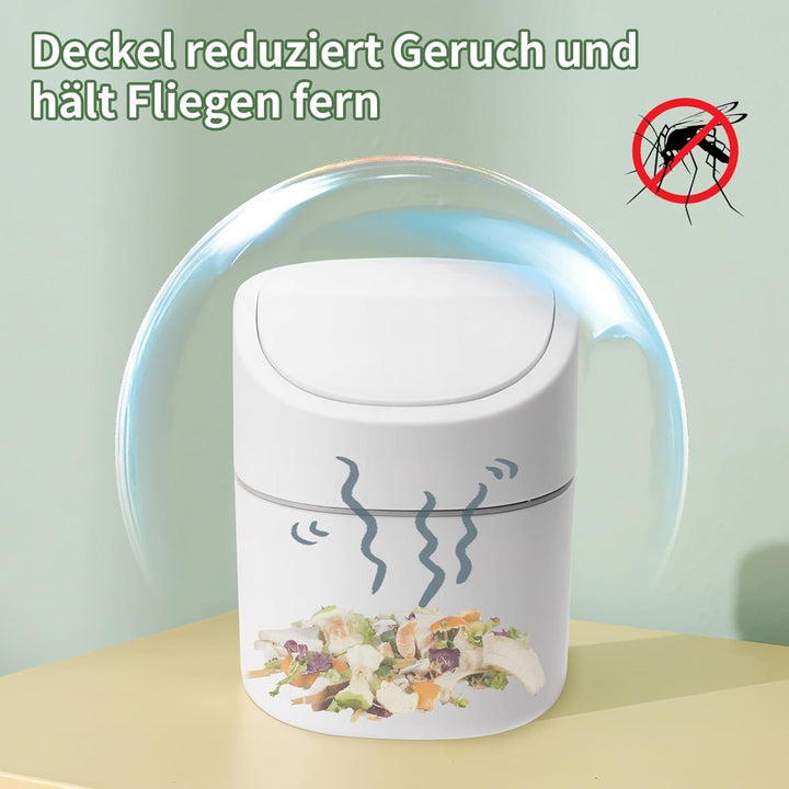 Mini tischmülleimer 2L mit Müllsäcken 180 Stück, tischabfalleimer mit deckel für Den Waschtisch Küch