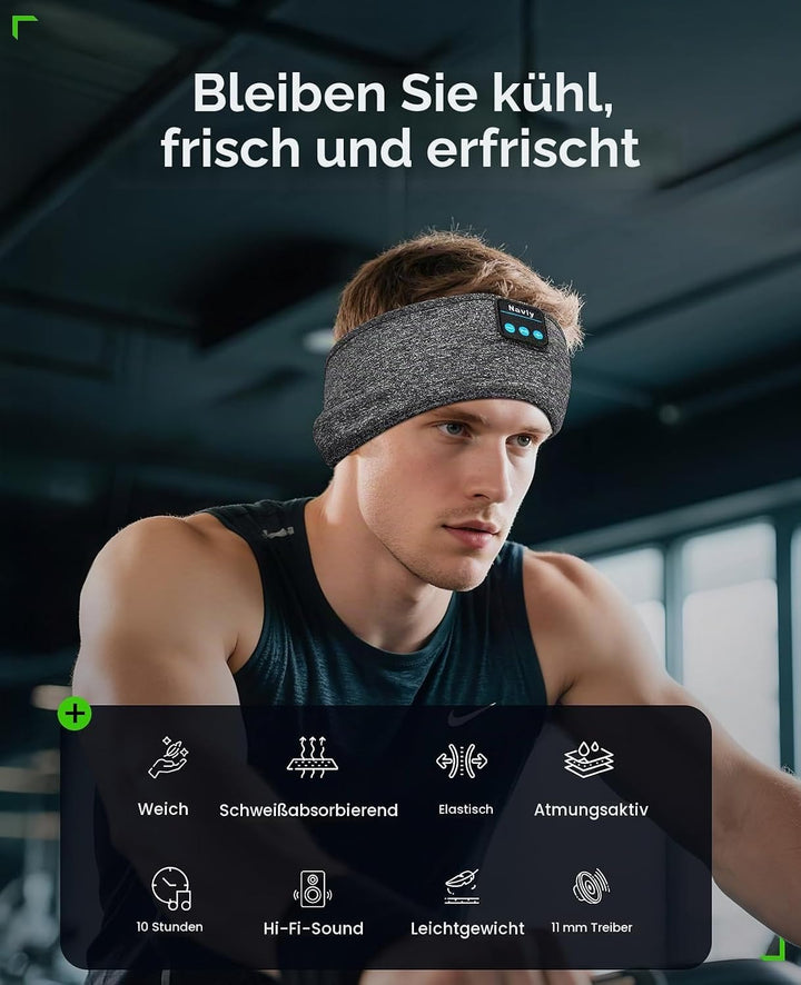 Navly Schlafkopfhörer Bluetooth, Schlaf Kopfhörer Bluetooth Sport Stirnband Kopfhörer Personalisiert