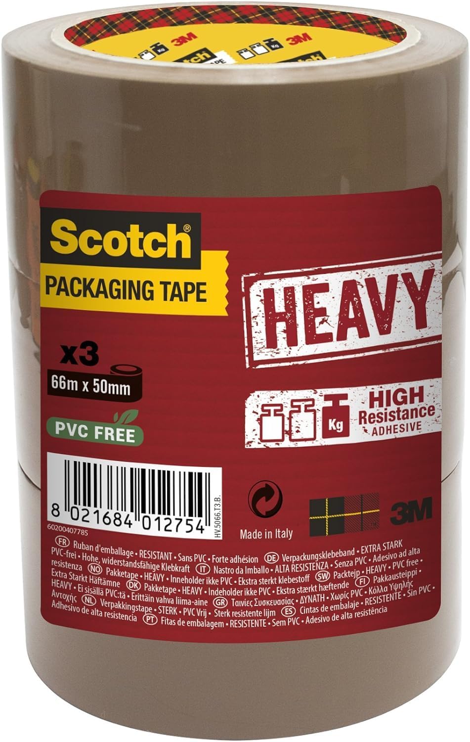 Scotch HV5066DB Handabroller HEAVY, 50 mm x 66 m, inklusiv 2 Rollen Klebeband, braun + HV5066TB Verp