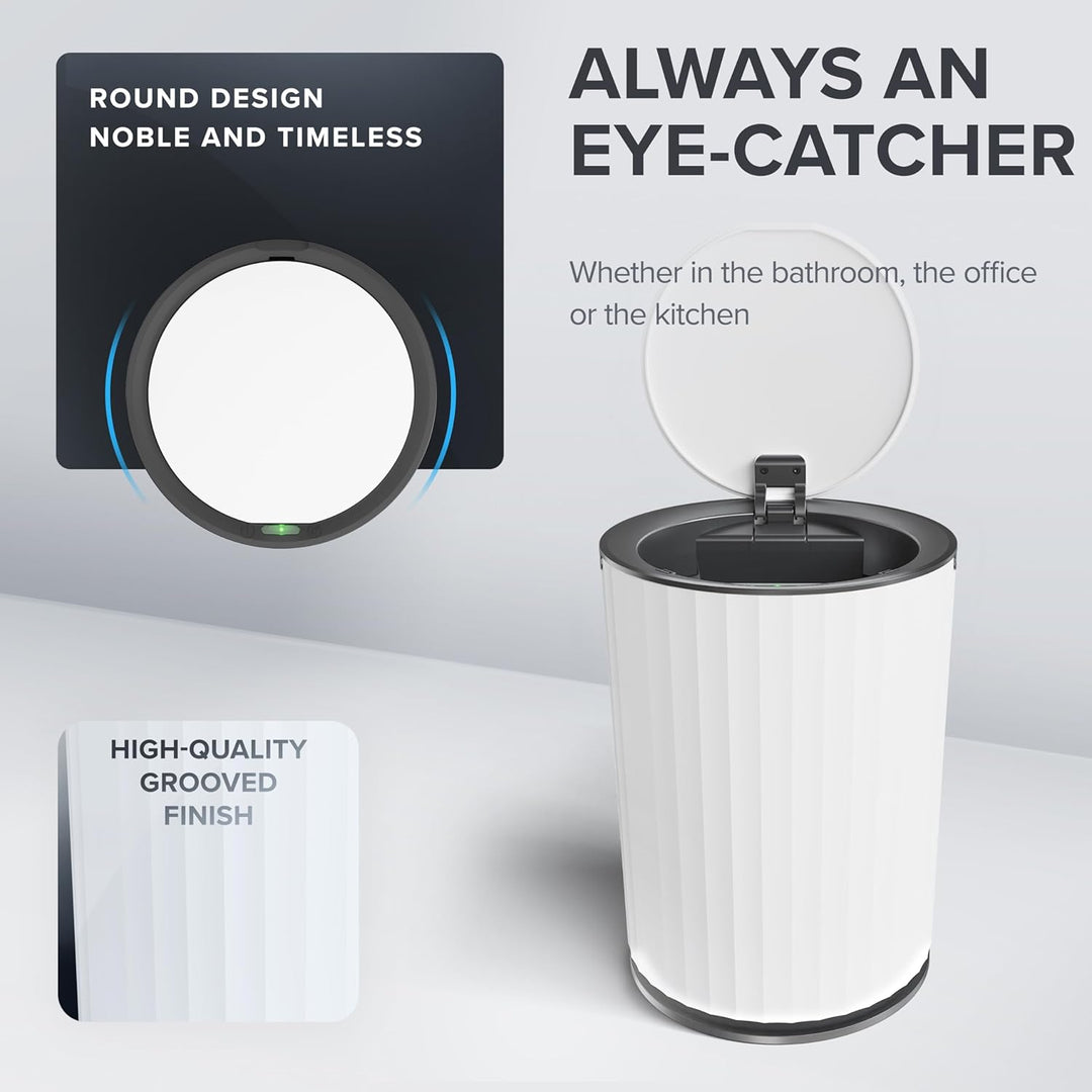 Sensor Badeimer Dueodde | Weiss | Touchless Sensorfunktion | Kosmetikeimer Rund | Eimer mit Deckel |