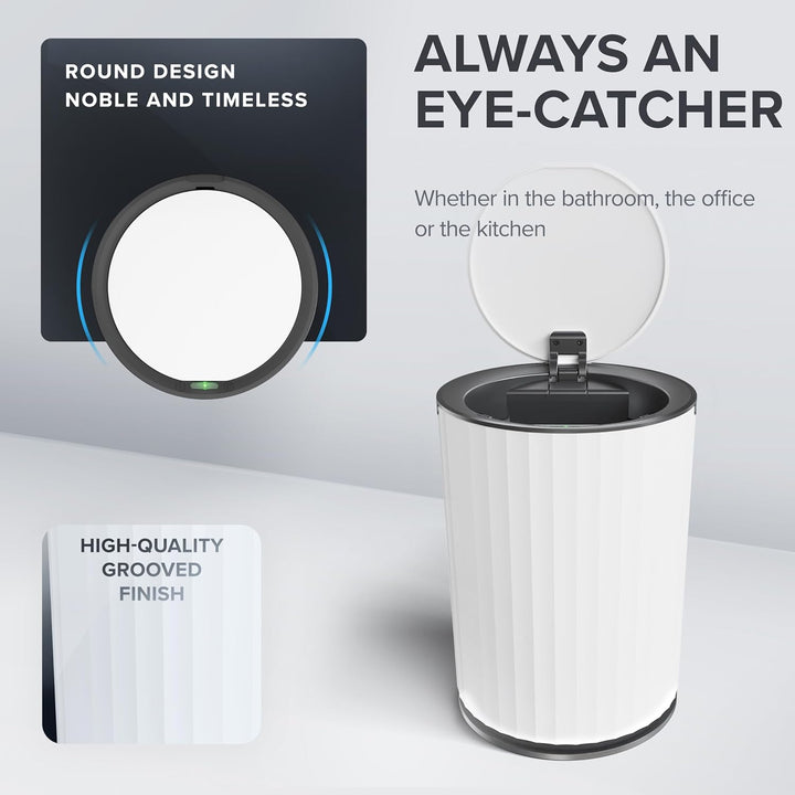 Sensor Badeimer Dueodde | Weiss | Touchless Sensorfunktion | Kosmetikeimer Rund | Eimer mit Deckel |