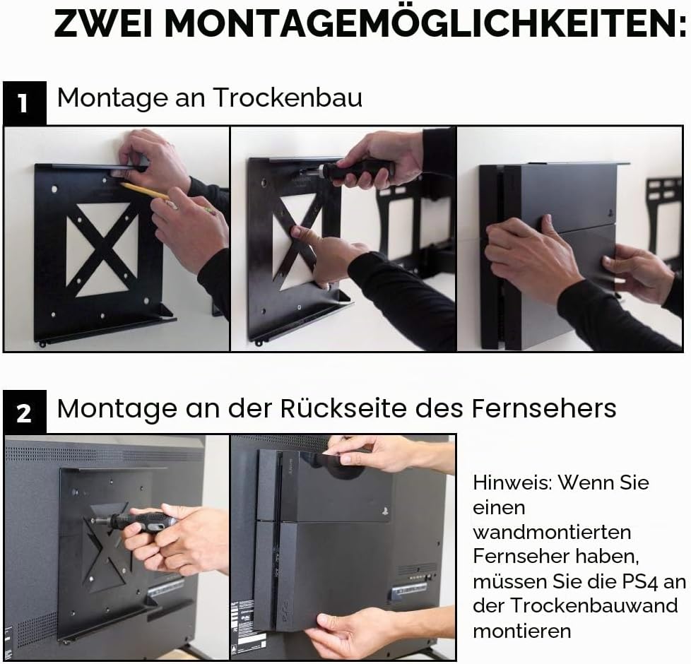HumanCentric Wandhalterung kompatibel mit der Original PS4 Fat-Version, zur Montage an der Wand oder