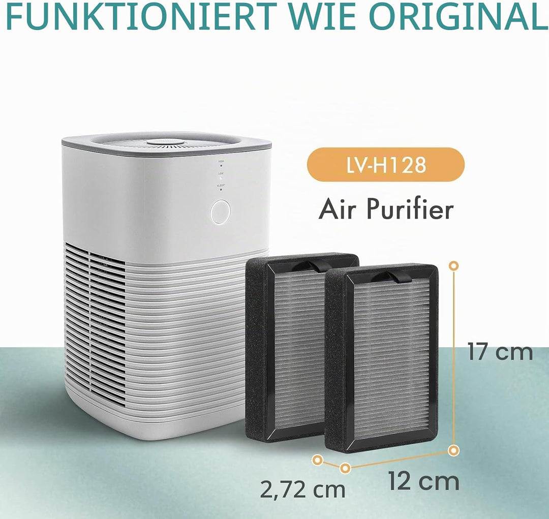 (4 Stück) Luftreiniger-Filter Ersatz kompatibel für LEVOIT LV-H128/PUURVSAS (HM669A) / ROVACS (RV60)