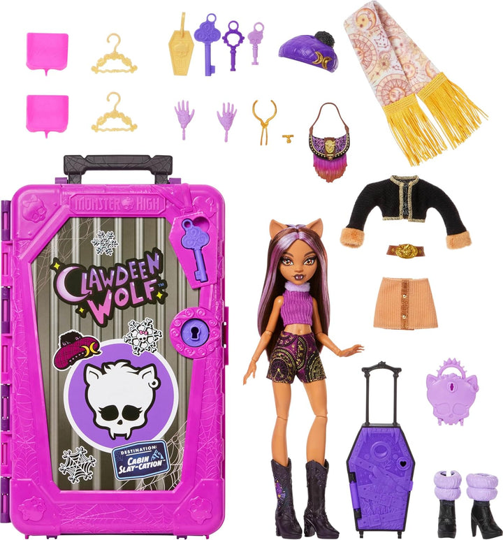Monster High Skulltimate Secrets Clawdeen Wolf-Puppe und Zubehörset, Destination: Hütten-Gruselurlau