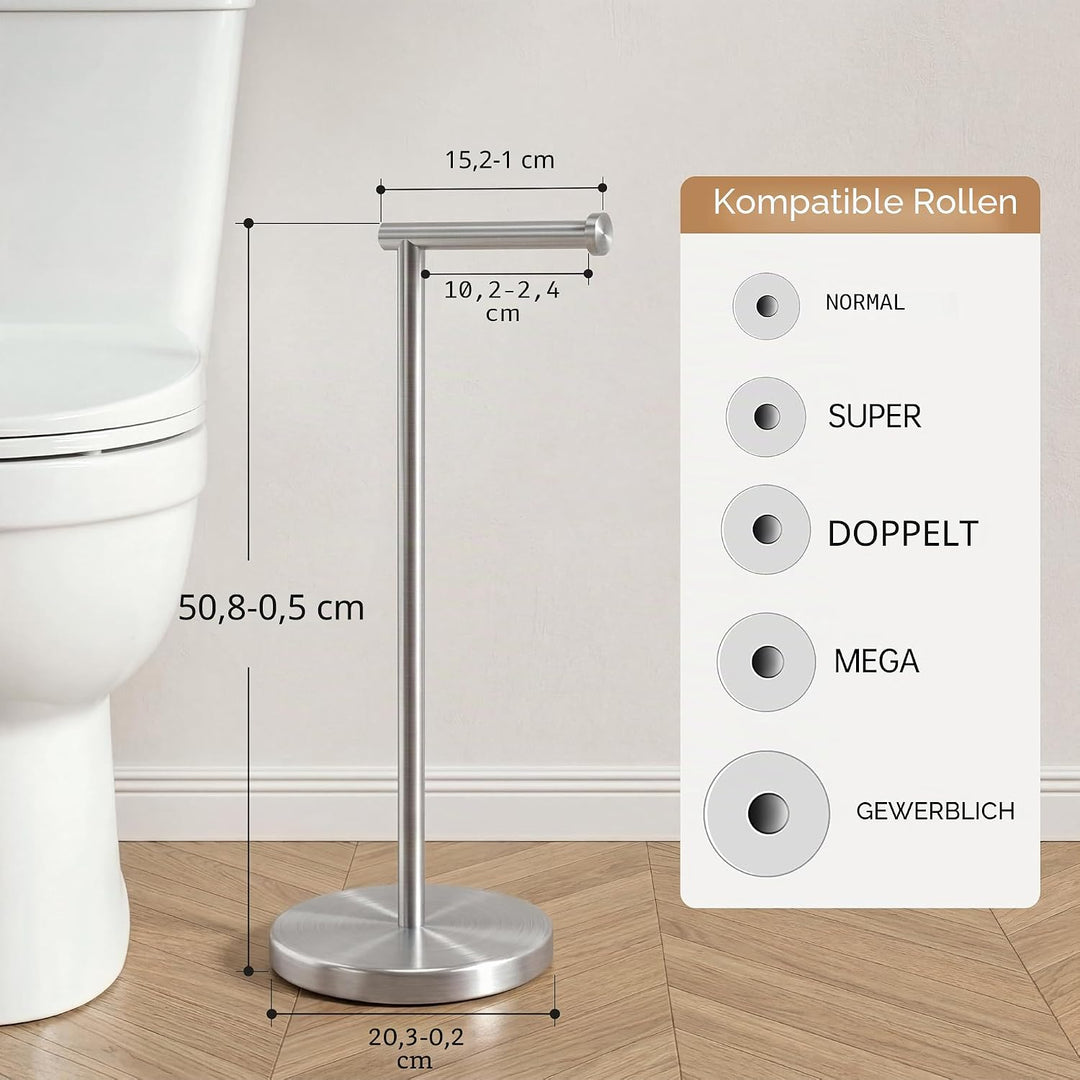 KES Toilettenpapierhalter Stehend Mit Gewichteter Basis, Klopapierhalter Klorollenhalter Freistehend