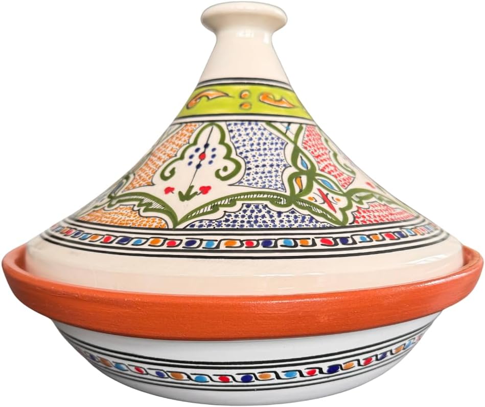Tajine-Topf | Mehrere Muster und Farben | 25 cm und 30cm Durchmesser | ideal für 1-4 Portionen | Tra