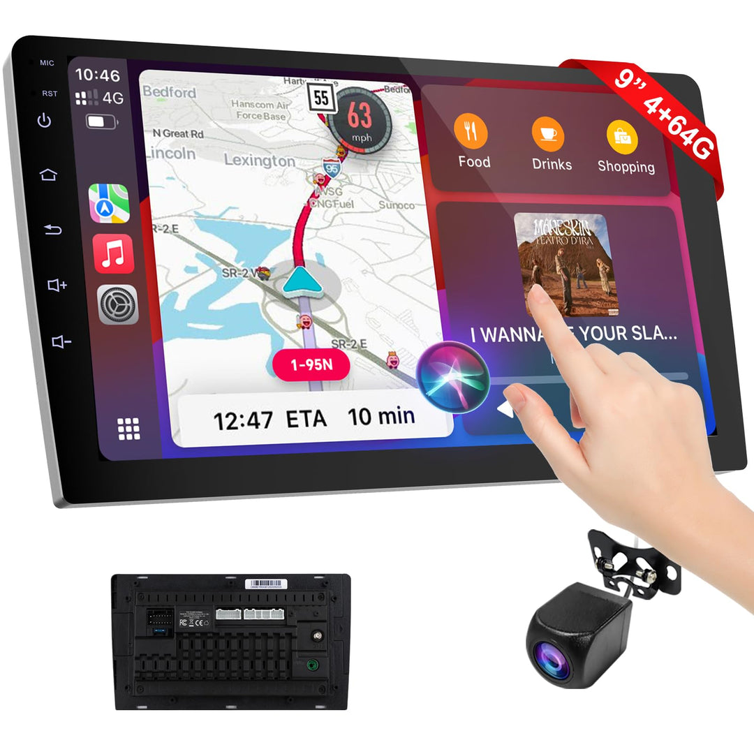 2 Din Autoradio 9 Zoll mit Wireless CarPlay & Wireless Android Auto,Auto Radio HD Touch Display mit
