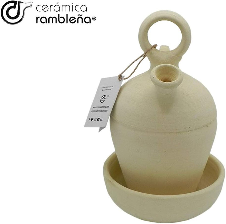 CERÁMICA RAMBLEÑA | Tonkrug aus traditionellem Ton mit rundem Griff und dünnem Boden aus La Rambla (