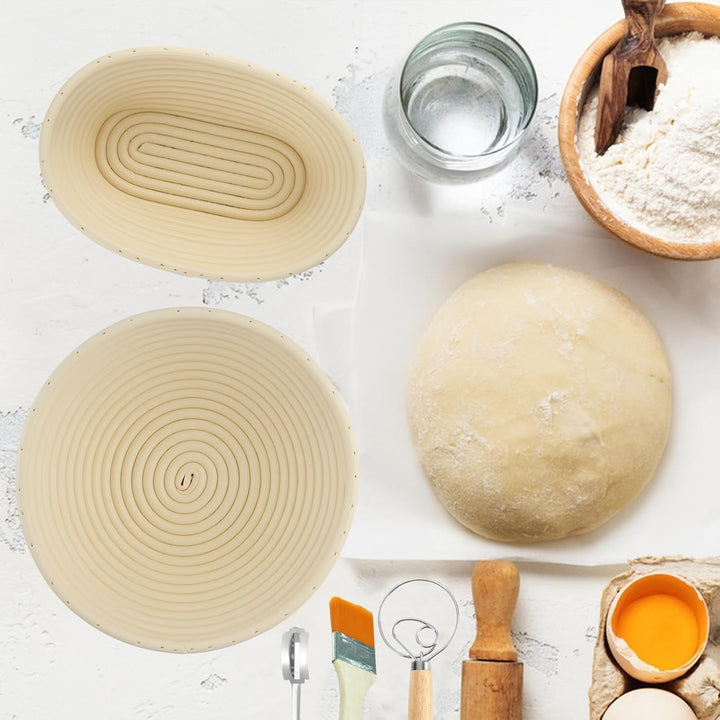 Gärkorb Rund und Gärkörbchen Oval Brotbackset Brot Backen Zubehör Mit Waschbarem Leineneinsatz für P